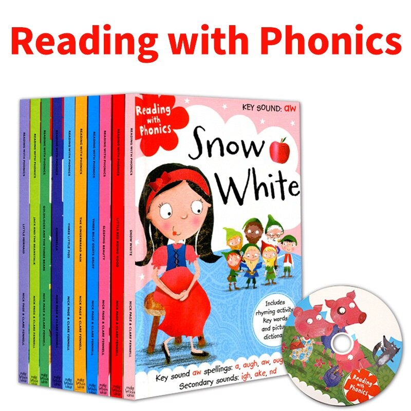 10 Pcs/Set Reading with Phonics Fairy Tale English Picture Book Little Red Riding Hood Early Education Books NO CD
