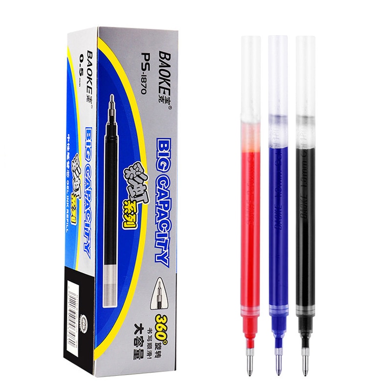 BAOKE Gel Pen Refill 0.5/0.7/1.0mm Nib Black Blue and Red Neutral Ink Economy and Practical Good Quality Office School Supplies