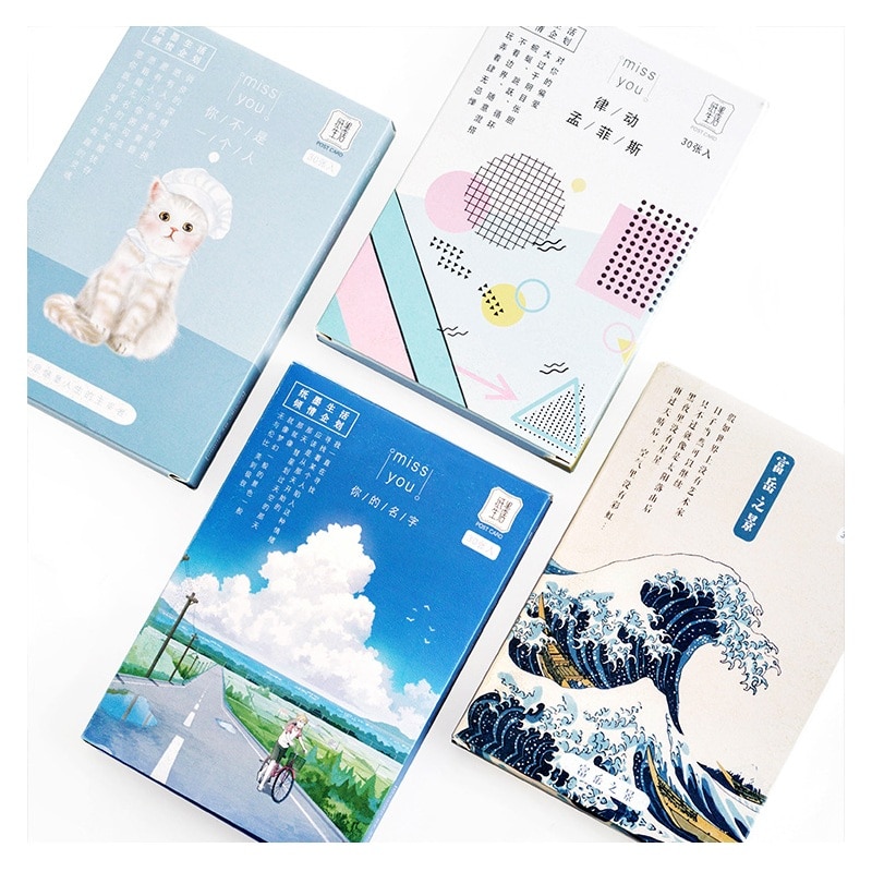 30 Sheets/Set Anime Your Name Lovely Animals Series Postcard Greeting Card Birthday Gift Card Message Card