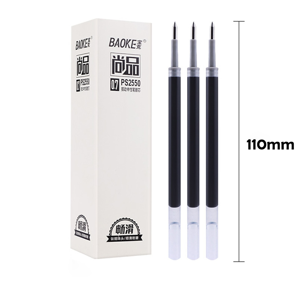 Push Type Gel Pen Refills 0.7mm Bullet Nib Black/Navy Blue The Writing Is Smooth Continuous ink Office Stationery 6pcs/lot