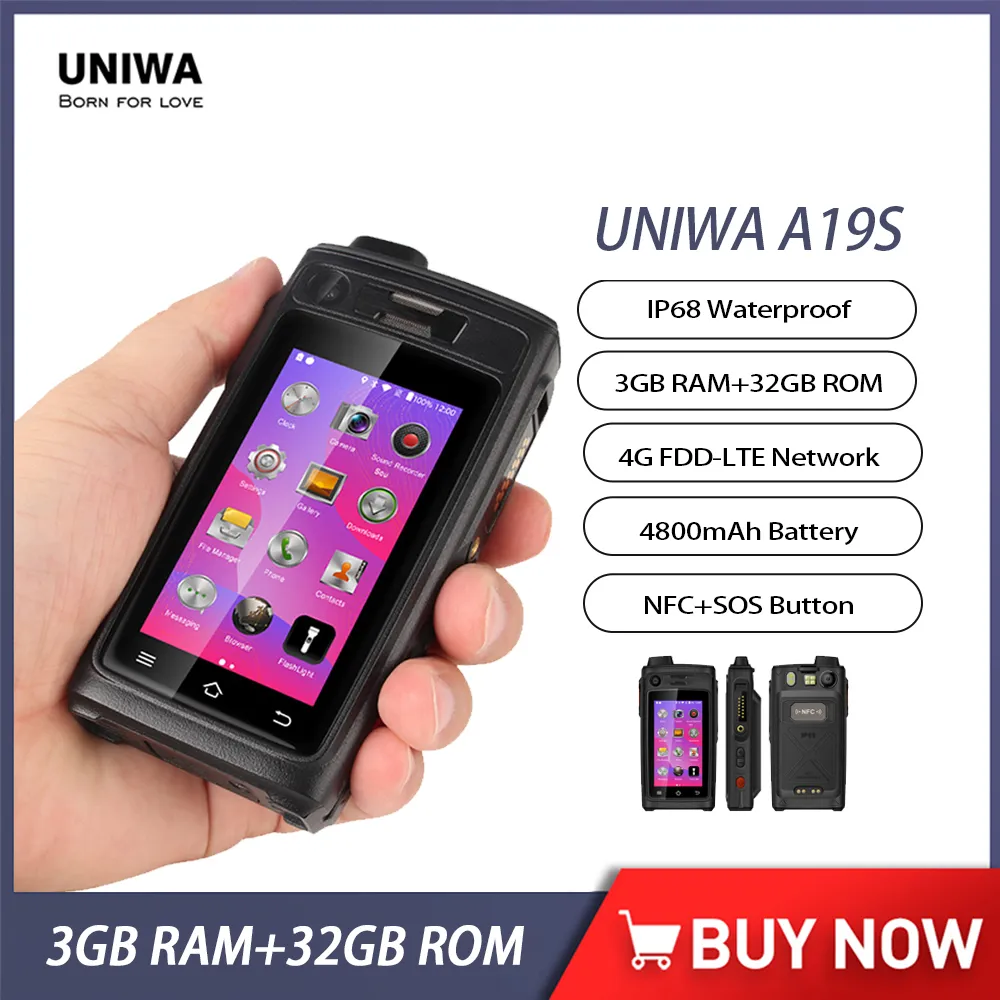 UNIWA A19S Shockproof Smartphone IP68 Waterproof 4G LTE Quad Core Phone Walkie Talkie POC Zello Android 6 Mobile Phone 4800mAh