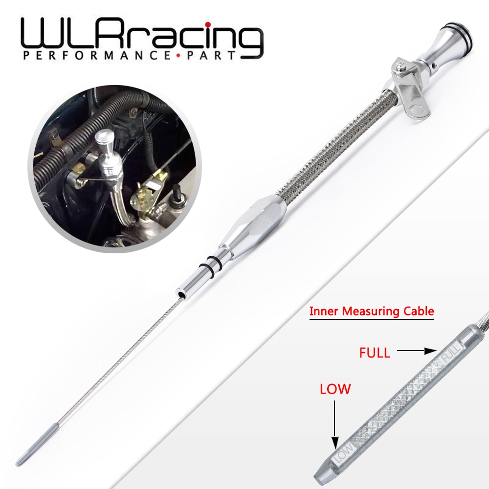 WLR - Stainless Steel Flexible Engine Oil Dipstick Braided SBF for Ford 260 289 302 Mustang Truck Small Block WLR-GJ004