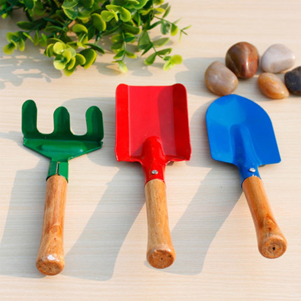 Mini children cultivating easy-to-use gardening portable garden tool set colorful homemade paddles rakes Spade patio