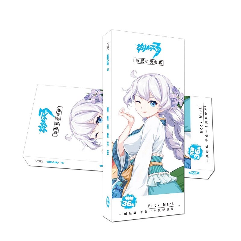 36 Pcs/Set New Game Honkai Impact 3 Paper Bookmark Cartoon Figure Bookmarks Book Holder Message Card Stationery