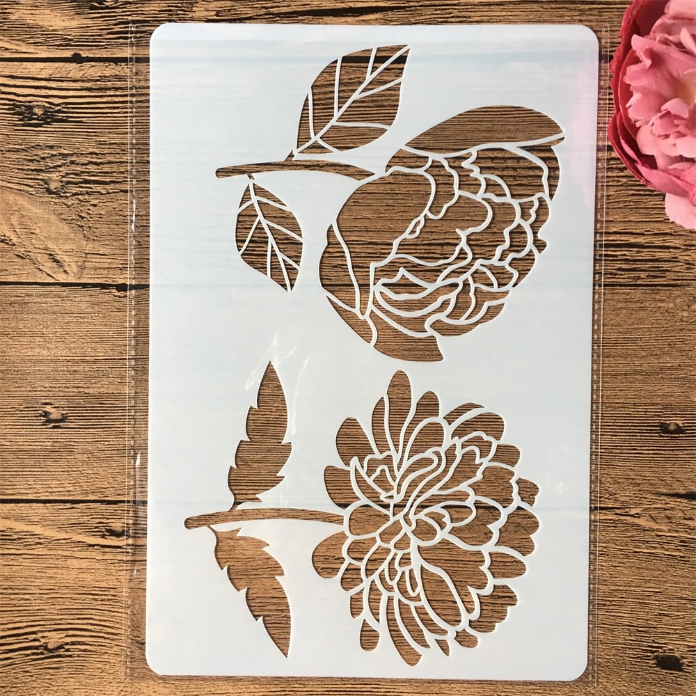 26*17cm Peony Flower DIY Layering Stencils Wall Painting Scrapbook Coloring Embossing Album Decorative Template