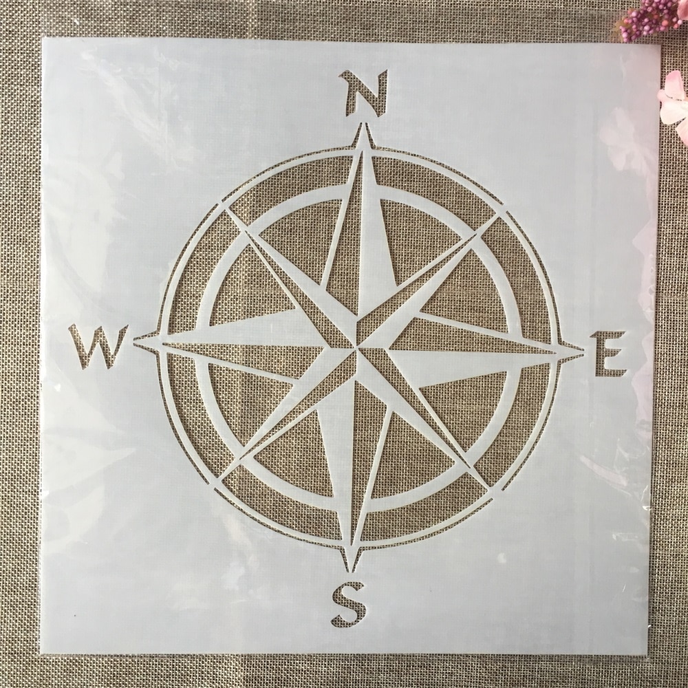 30*30cm Big Compass Navy DIY Layering Stencils Wall Painting Scrapbook Coloring Embossing Album Decorative Template