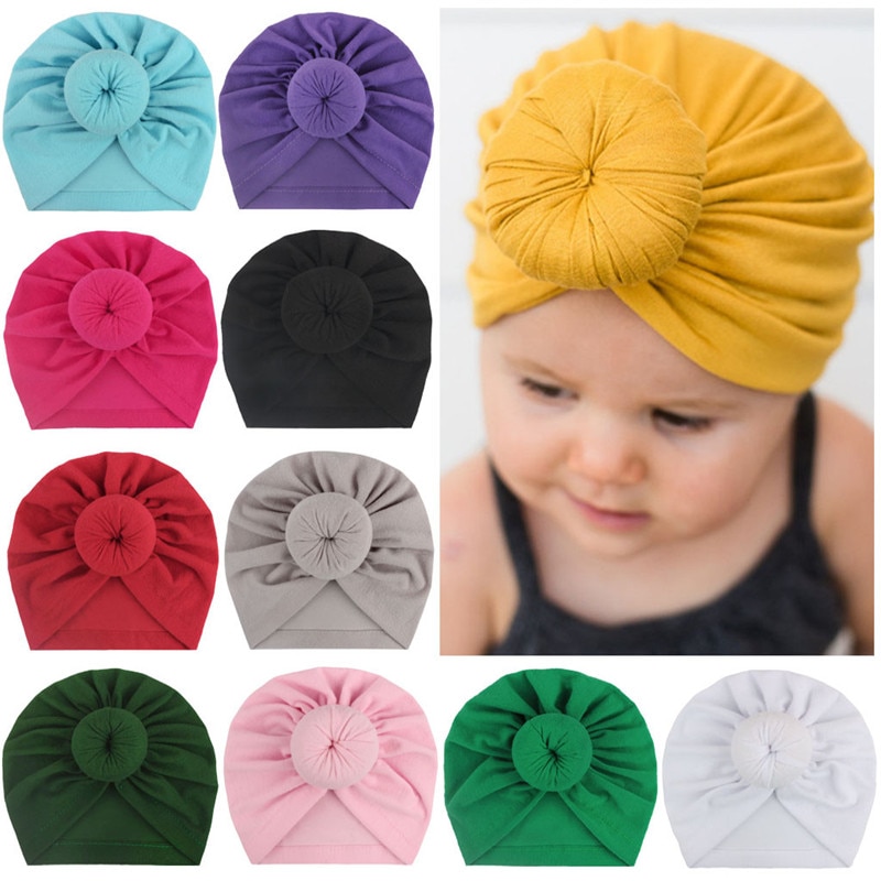 Newborn Baby Head Wrap Turban Knotted Infant Kids Headbands Cotton Hats Hair Cap Children Girl Boy Head band Headwears