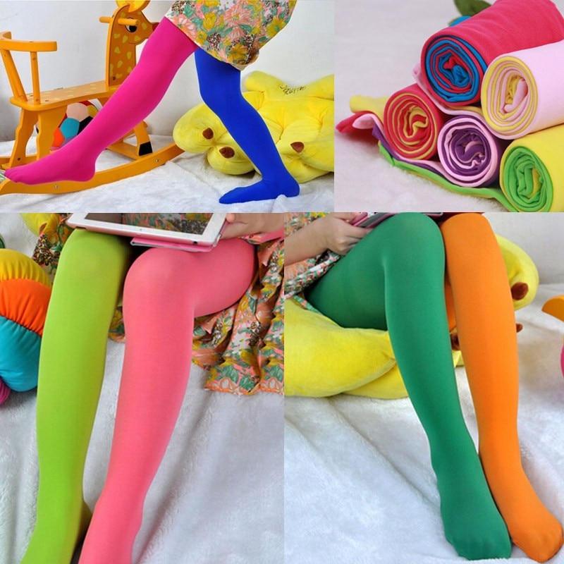 Candy Color Mixed Girls Velvet Tights Patchwork Baby Girl Stretch Trouser Skinny Pants Kids Dance Tights Pantyhose Stocking 3-7Y