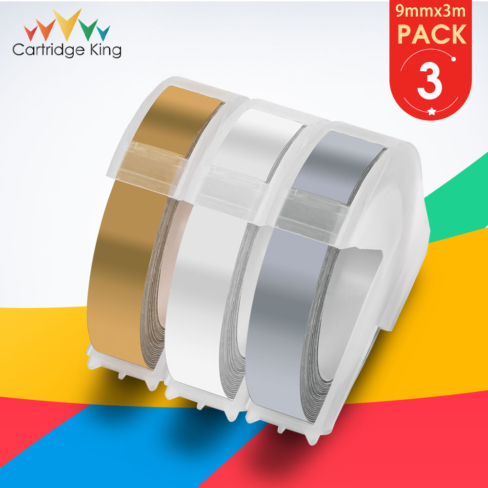 3PK 3/8" for Motex E101 Dymo 3D Embossing Label Maker 9mm Tapes Typewriter 12965 12966 15447 1610 Plastic Label Tape Multi 