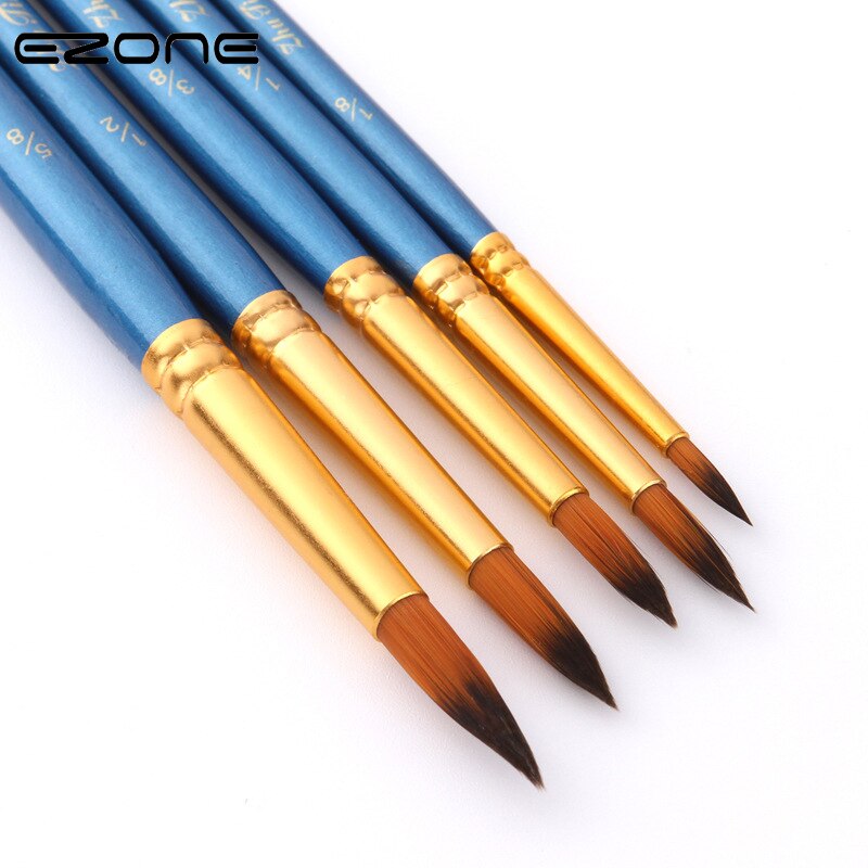 EZONE 5PCS/Set Nylon Paint Brush Oil Acrylic Brush Watercolor Pen Painting Brushes Art Supplies Stationery High Quality Art pen