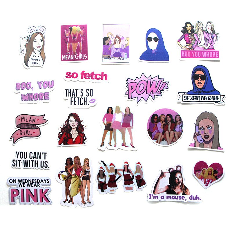 20Pcs/Lot Mean Girls Graffiti Sticker Kids DIY Skateboard Laptop Luggage Mobile Phone Bike Bicycle Waterproof Sticker