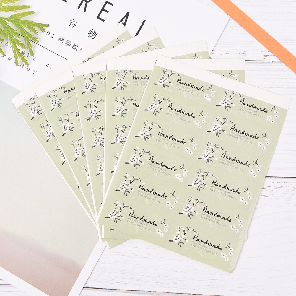 60pcs/5sheets Hand Made Seal Paper Sticker For Christmas Wedding Candy Cookie Packing Bag Box DIY Decorative Accessories