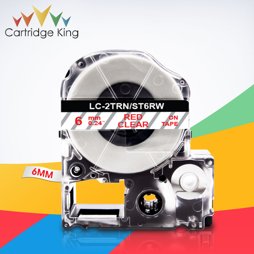 Red on Clear ST6RW LC-2TRN 6mm*8m Label Tape Cartridge Tape for Epson King Jim TepraPro C410 LW-400 LW-400L LW-K400L Label Maker