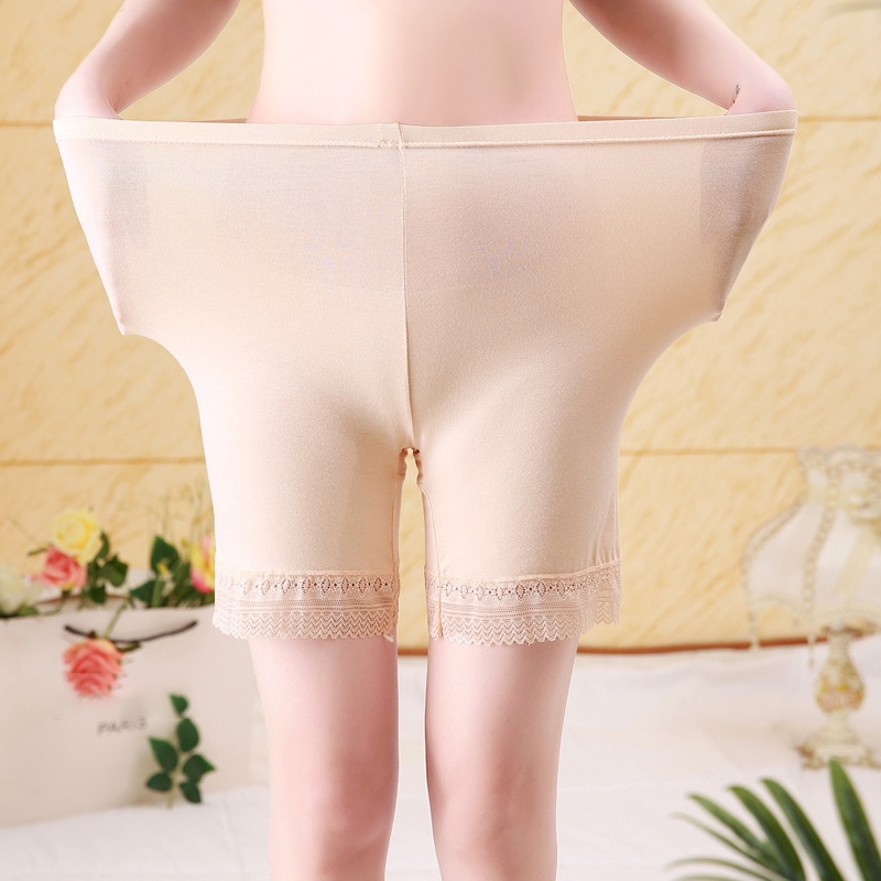 Women Plus Size 2XL-6XL Lace Safety Short Pants Lingerie Boxer Women Comfortable Bamboo Fiber Panties Ropa Interior Femenina