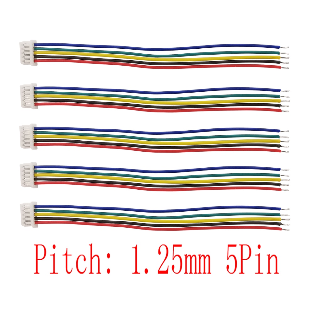10 Pcs/lot Micro Jst Wire Cable Connector JST 1.25mm 5 Pin Female Jack Connectors 10CM 15CM 20CM 30CM