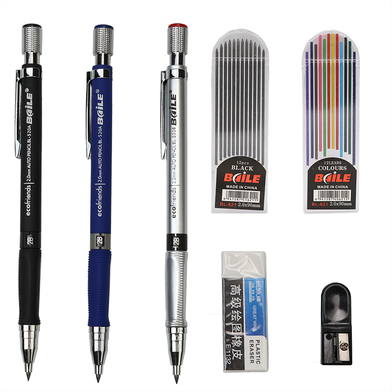 2.0 thick refill mechanical pencil Optional purchase 12 color refills 2B black pencil lead rawing and writing stationery