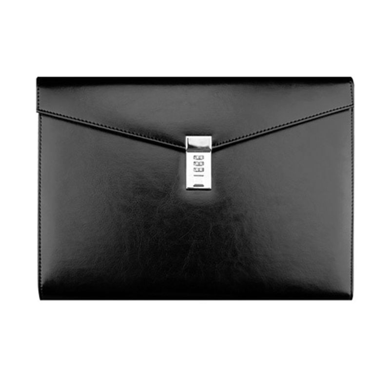 A4 Document File Folder with Password Lock Briefcase Organizer PU Leather Office 24BB
