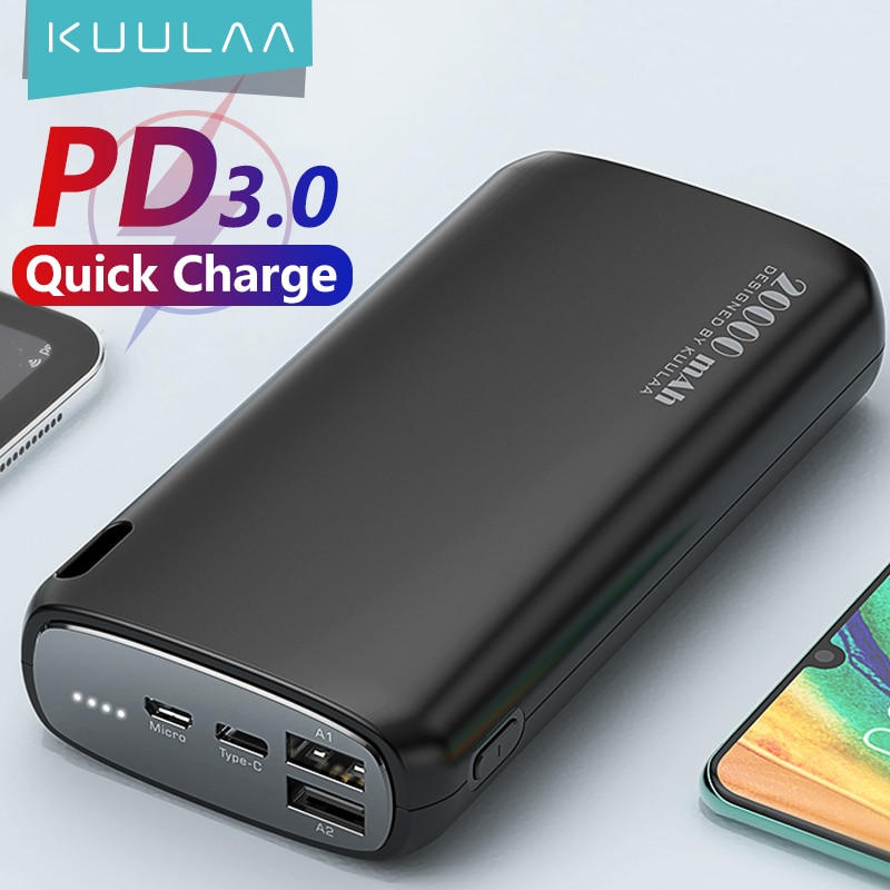 KUULAA Power Bank 20000mAh Portable Charger Powerbank Cell Phone Portable External Battery Charger Poverbank for iPhone Xiaomi