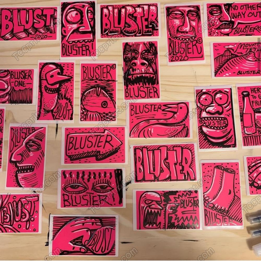 Free Shipping 100 pcs Blank Fluorescent Pink Eggshell Stickers Graffiti Slaps Size 3.93"x2.36"