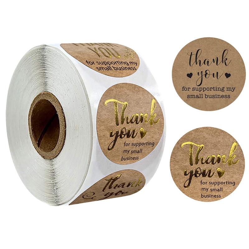 500Pcs Round Thank You for Supporting My Small Business Stickers seal label Christmas Sticker Decoration Stationery Sticker