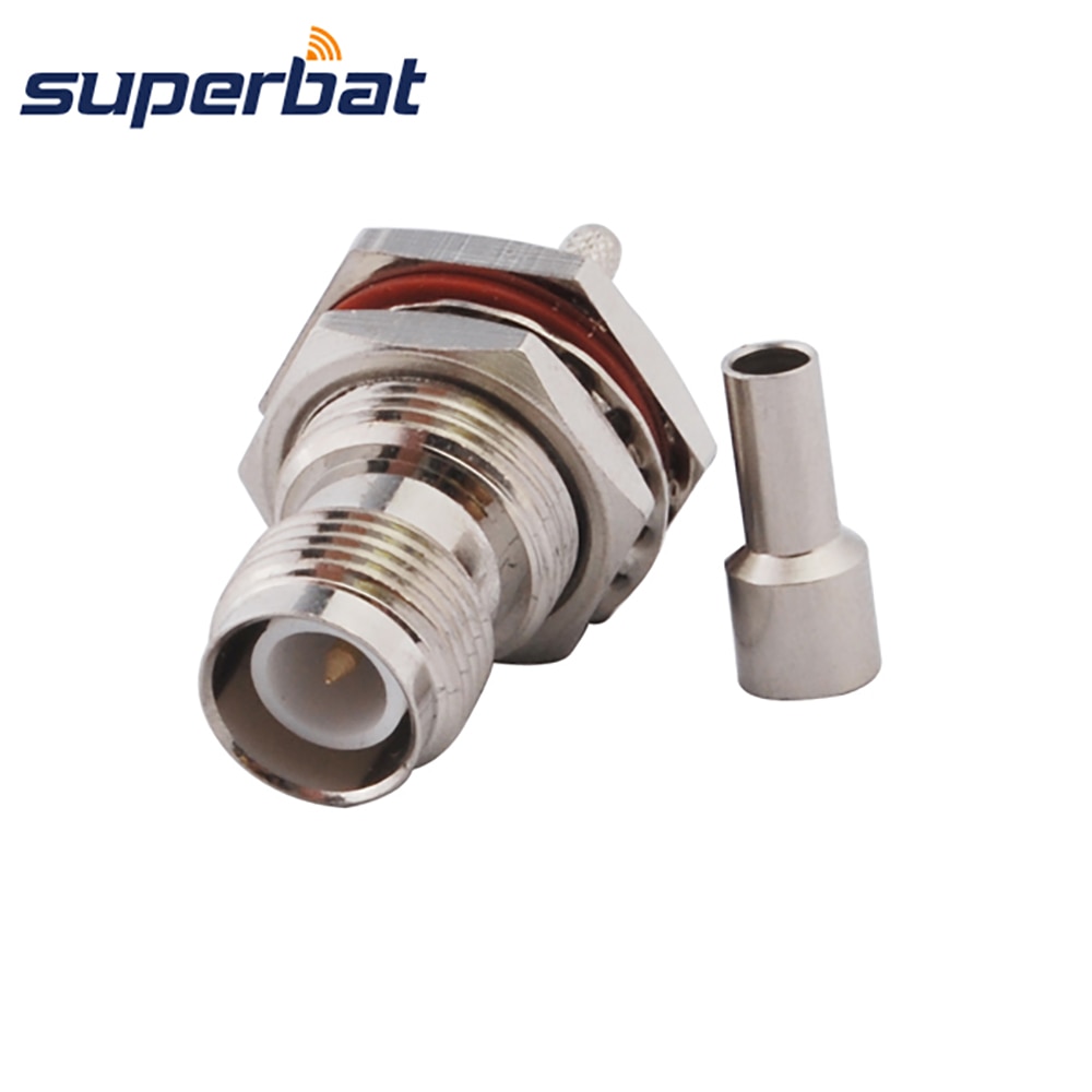 Superbat RP-TNC Crimp Female(Male Pin) Bulkhead O-ring RF Coaxial Connector for RG174 RG178,RG316,LMR100,1.13mm,1.37mm Cable