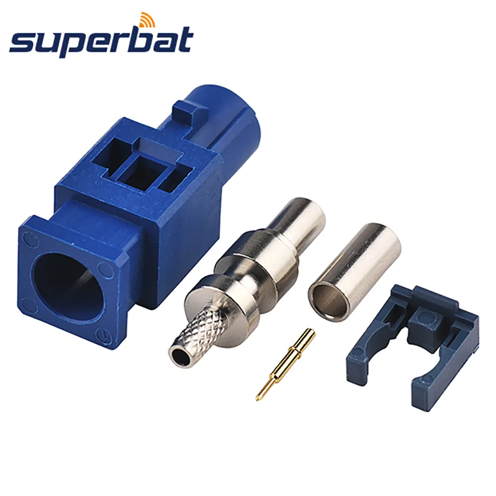 Superbat Fakra C Blue/5005 Male Crimp Connector for RG316 RG174 LMR100 Cable for GPS Telematics or Navigation Long Version