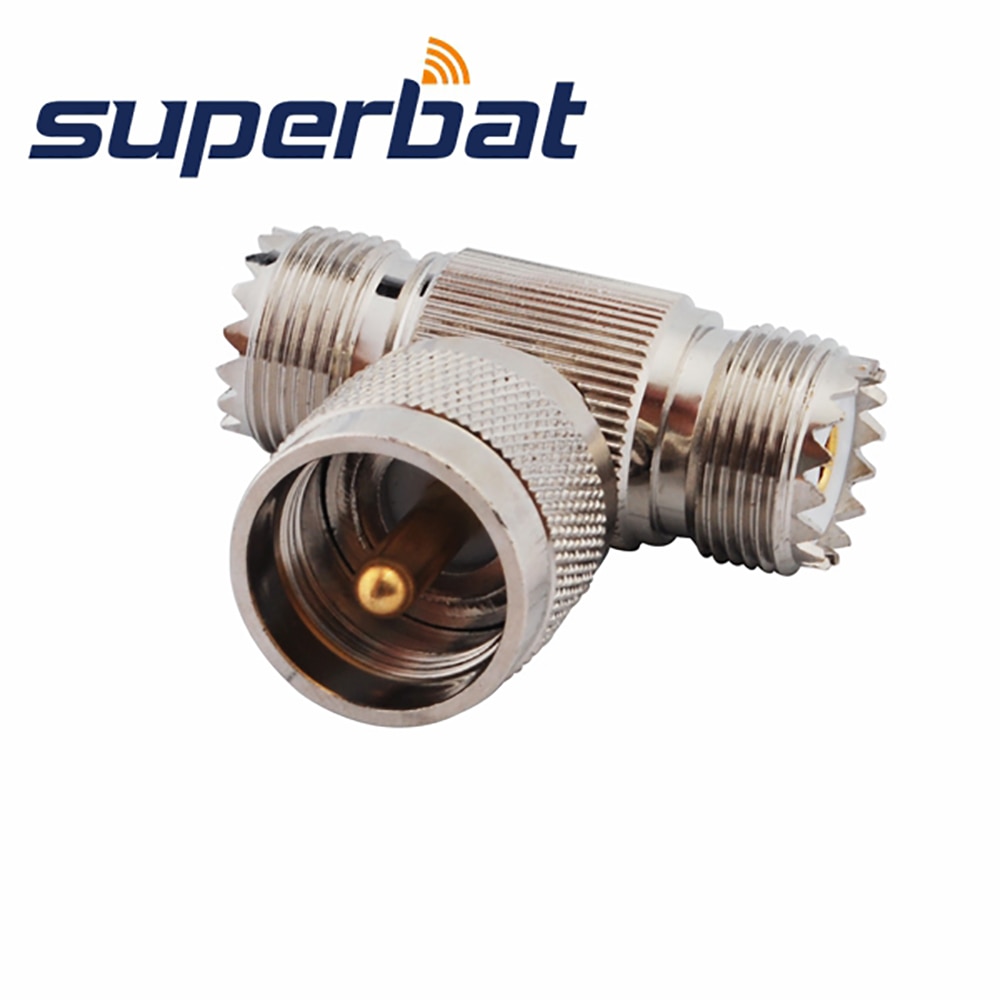 Superbat UHF Adapter UHF Male to UHF Female 2 Way "T" Type Connector