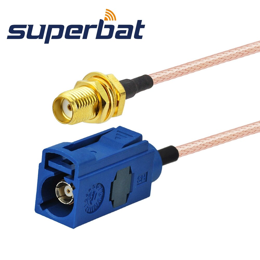 Superbat Fakra "C" Jack to SMA Female Pigtail Cable RG316 15cm for GPS/GSM Telematics or Navi