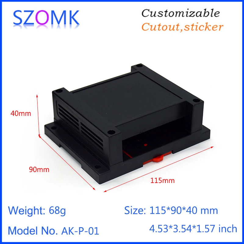 1Piece enclosures for electronics 115*90*40mm abs electronics project enclosure din rail junction housing case wall mount clip