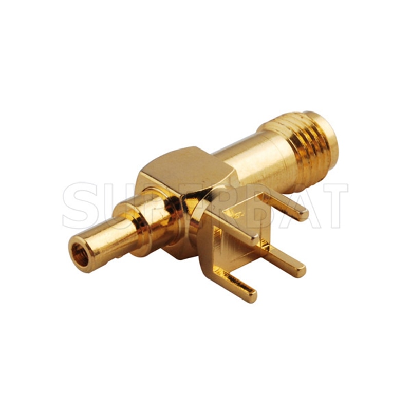 Superbat SMA thru hole Female Right Angle PCB Mount & Strainght RF Coaxial Connector for Cable 1.13mm