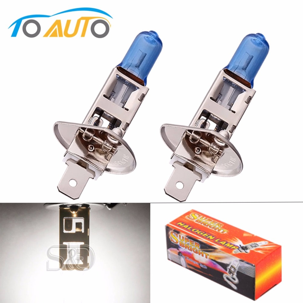 2pcs H1 Super Bright White Fog Halogen Bulb 55W Car Head Light Lamp with Retail Box car styling car light source parking