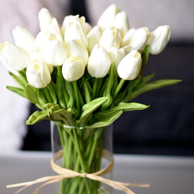 10PCS Tulip Artificial Flower Real Touch Artificial Bouquet PE Fake Flower for Wedding Decoration
