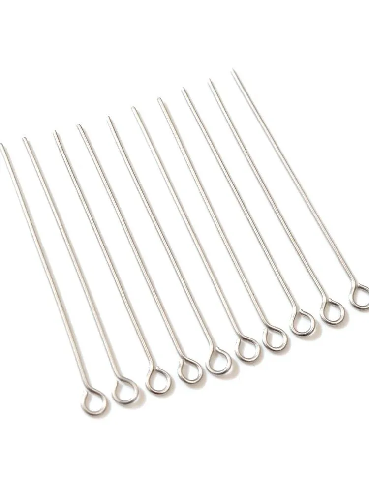 No Fade 100pcs/Lot 20 30 35 40 50 mm Stainless steel Eye Pins Findings Eye Head Pins For Jewelry