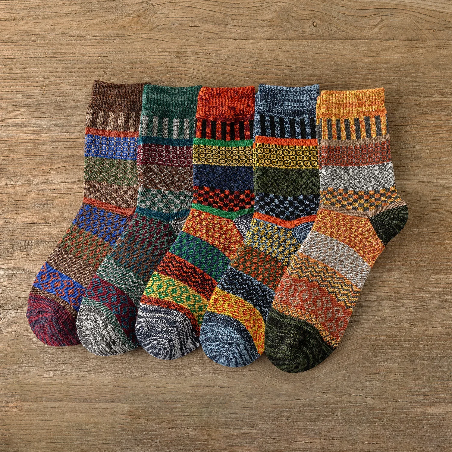 5Pairs/lot New Witner Men Socks Women Lover Socks Thick Warm Socks Vintage Sock Colorful Gift Free