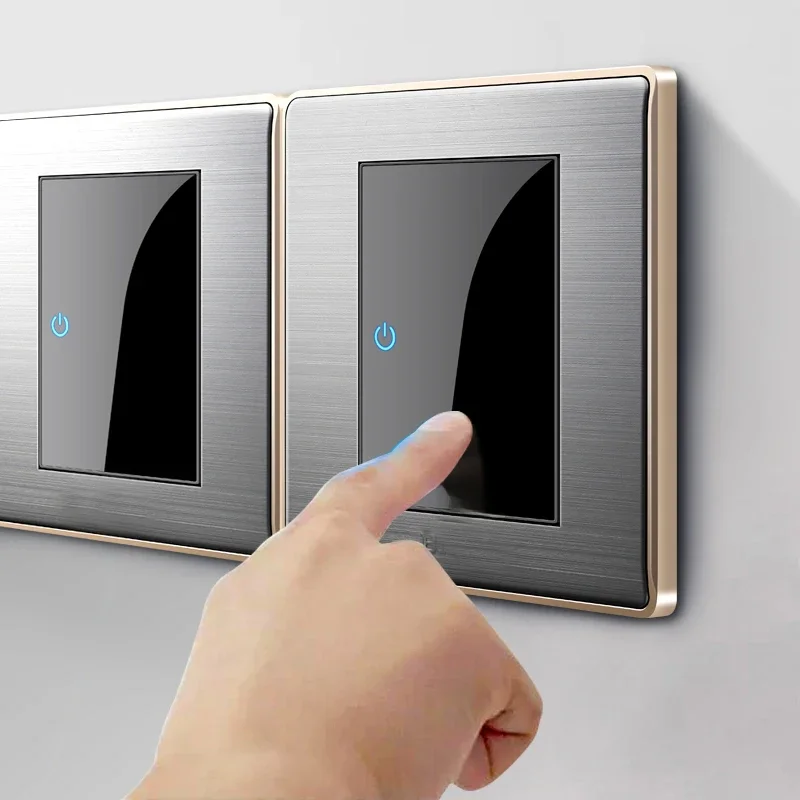 1 2 3 4 Gang Household Wall Light Switch 1 2 Way Stainless Steel Panel Mirror Button switches  EU