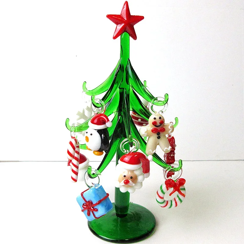 Handmade Murano Glass Crafts Christmas Tree Figurines Ornaments Home Decor Simulation Christmas Tree
