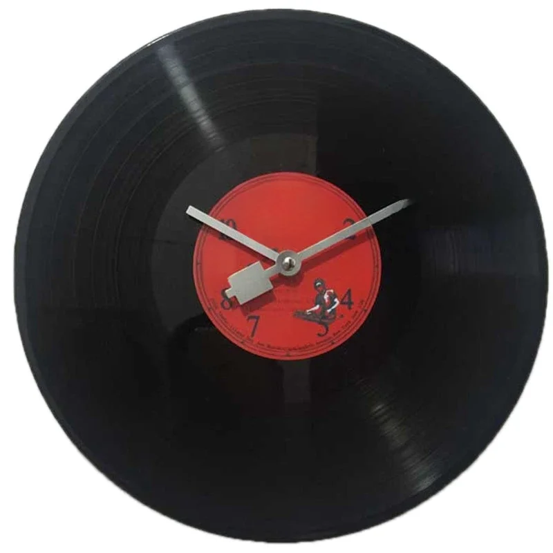 European Retro Nostalgic Ultra-Quiet Clock Vinyl Record Personality Wall Clock Cafe Bar Decorative