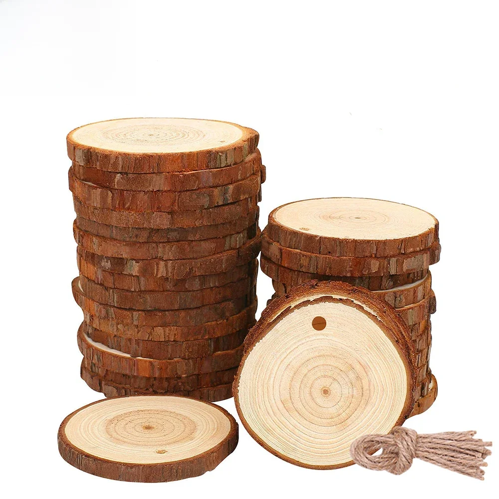 10pcs Christmas Wood Slices DIY Craft Decorations Wooden Disks Birthday Party Kids Table Cards
