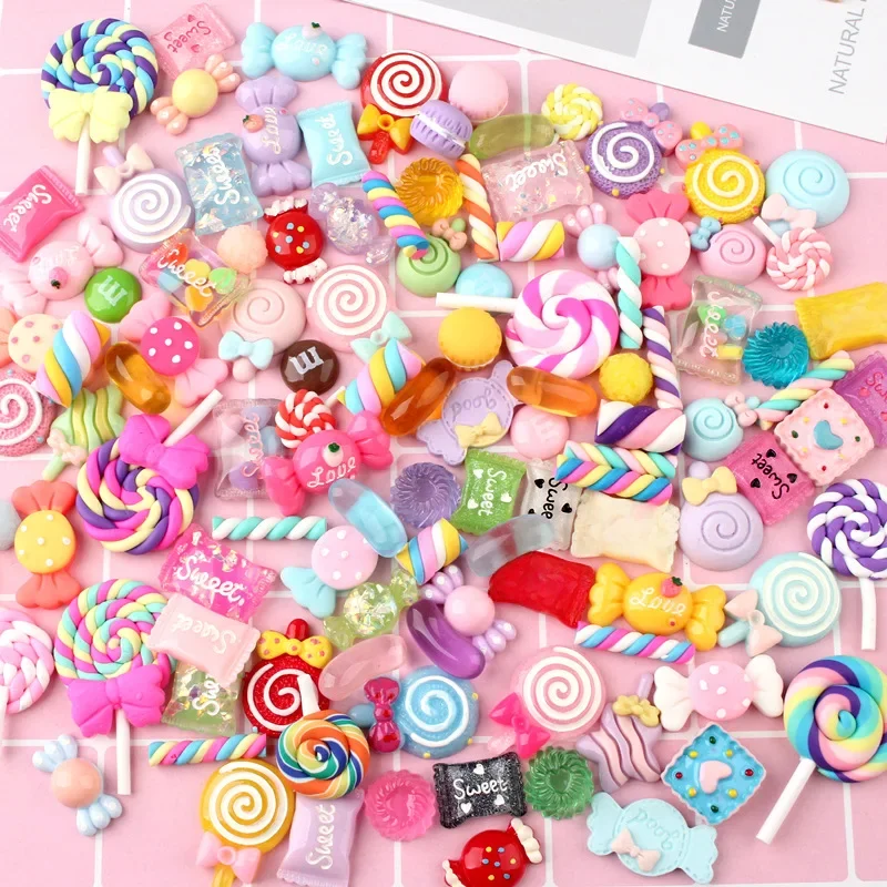 10PCS Resin Candy Charms Blessing Bag Accessories DIY SLIME Filling Cream Gel Mobile Phone Shell
