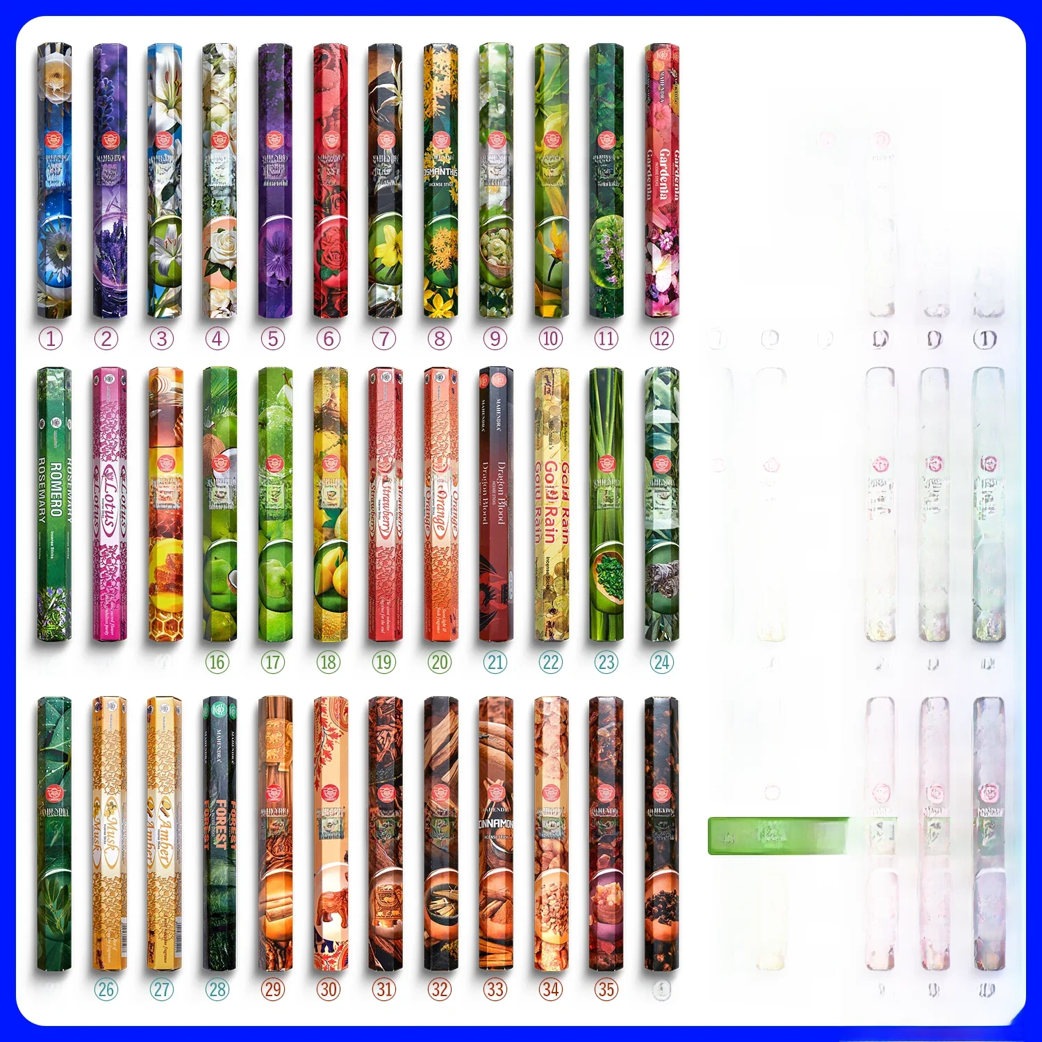 Mahendra 20pcs/Box Indian Incense Sticks Scent Pachouli Jasmine Sandalwood Lavender Smell for Home