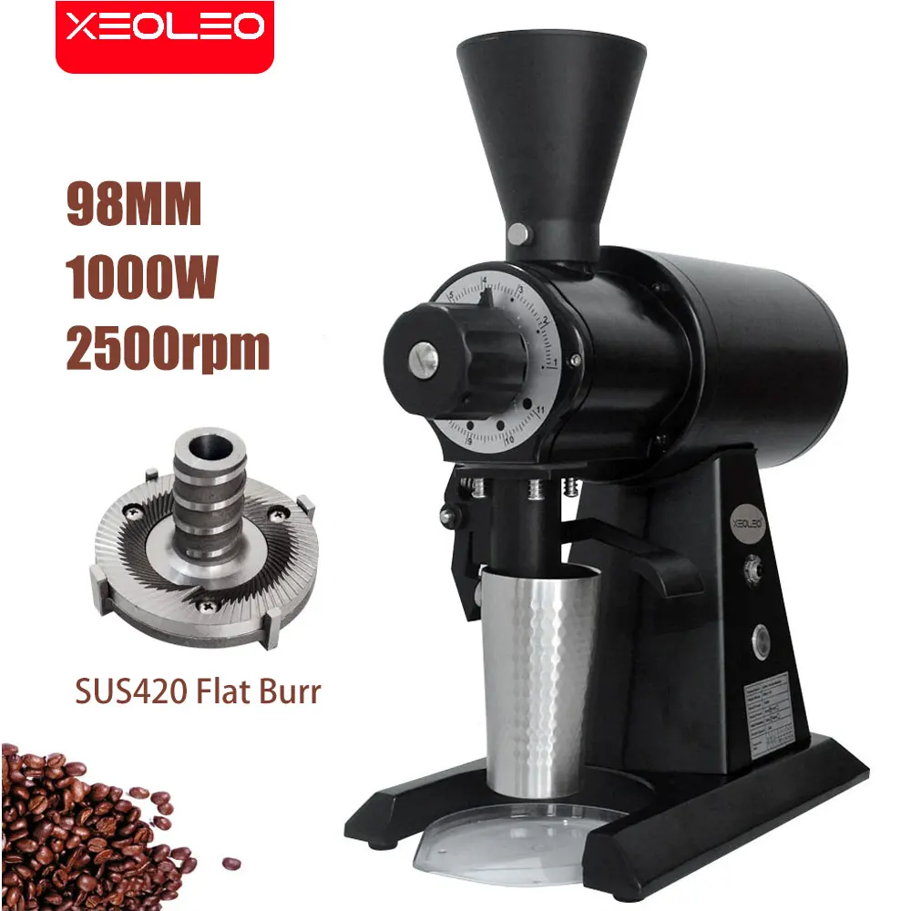 XEOLEO 98MM Espresso Coffee Grinder Stainless Steel Commercial Espresso Machine Coffee Bean Milling