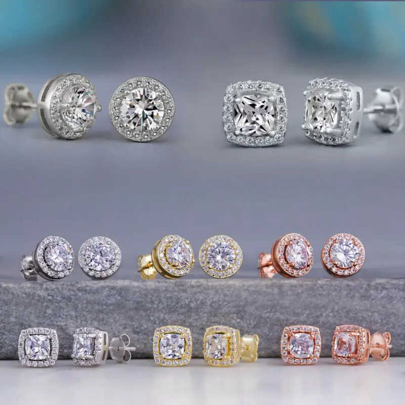 Huitan Fashion Geometric Women Stud Earrings Cubic Zirconia Wedding Party Daily Wearable Fashion