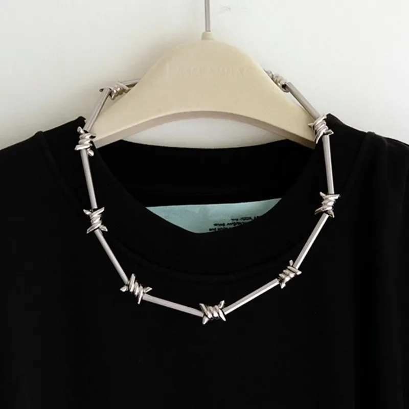2019 New Trend Female Male Rock Hip hop Punk Bamboo Festival Metal Tie Thorns Spur Necklace for