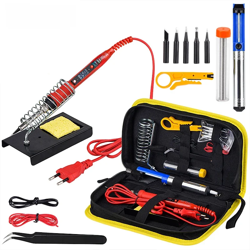JCD Soldering iron kit adjustable temperature 220V 80W LCD solder welding tools Ceramic heater