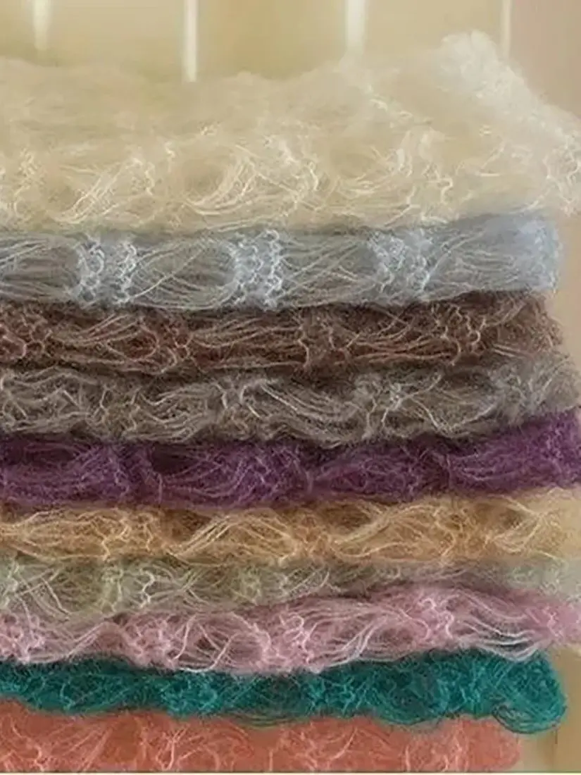 Crochet mohair wrap Newborn wraps photography props Handmade knitted swaddle cocoon photo props Stretchy blanket