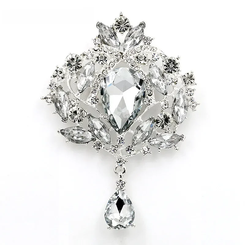 WEIMANJINGDIAN Brand High Quality Large Crystal Teardrop Brooch Pins for Women Wedding Bouquets Art