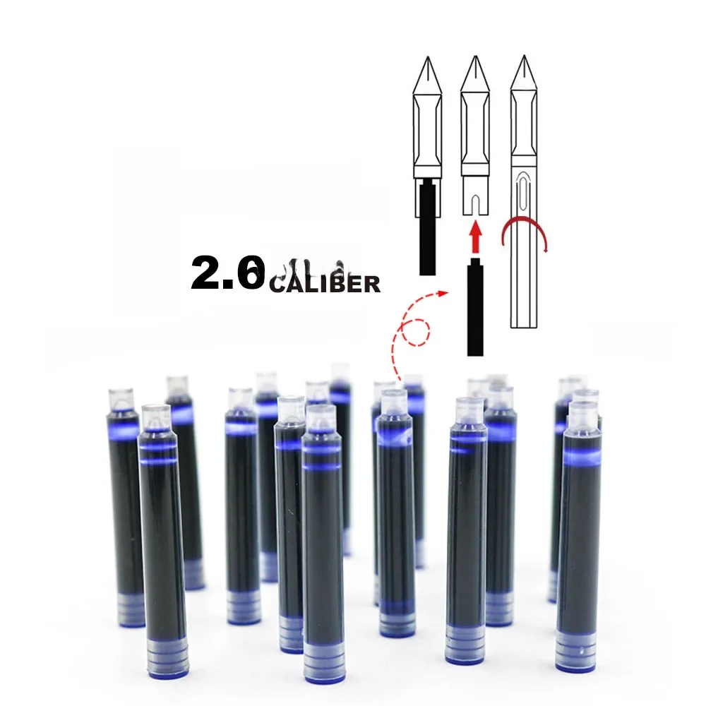 10pcs 2.6 / 3.4  Black Universal Fountain Pen Ink Cartridges pen refill