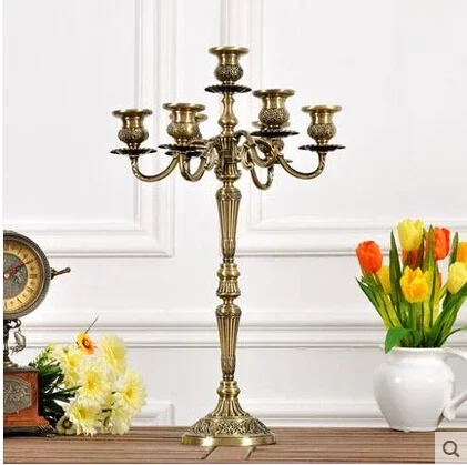Classic 5/7Lights Bronze  Candle Holders Metal Candlestick For Centre De Table Decroation ZT027