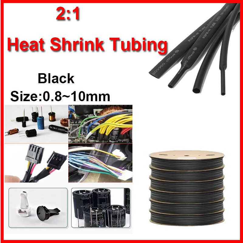 Dia 1 2 3 4 5 6 7 8 9 10 12 14 16 20  mm Heat Shrink Tube 2:1 Polyolefin Thermal Cable Sleeve Insulated