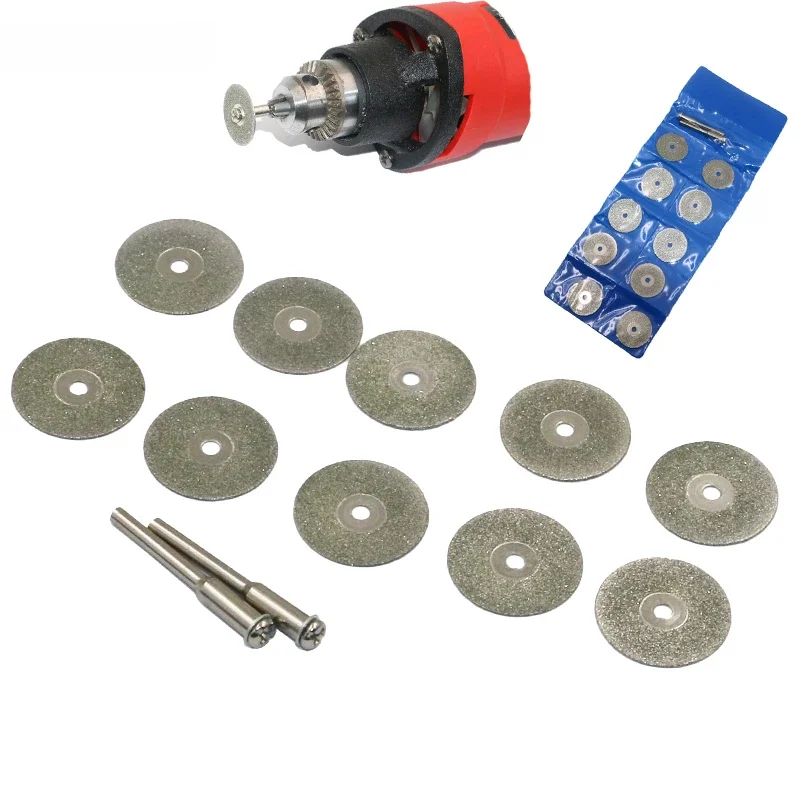 10psc 22mm Dremel Diamond Cutting Disc Rotary Tools Accessories Set with Mandrel 2pcs 3mm